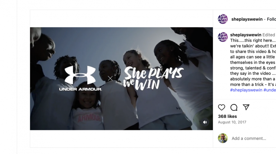“She Plays, We Win” Instagram Video